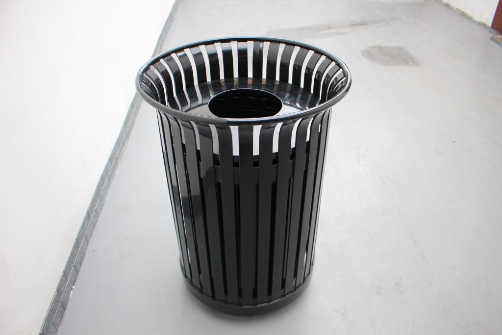 commercial steel trash receptcle color glossy black color