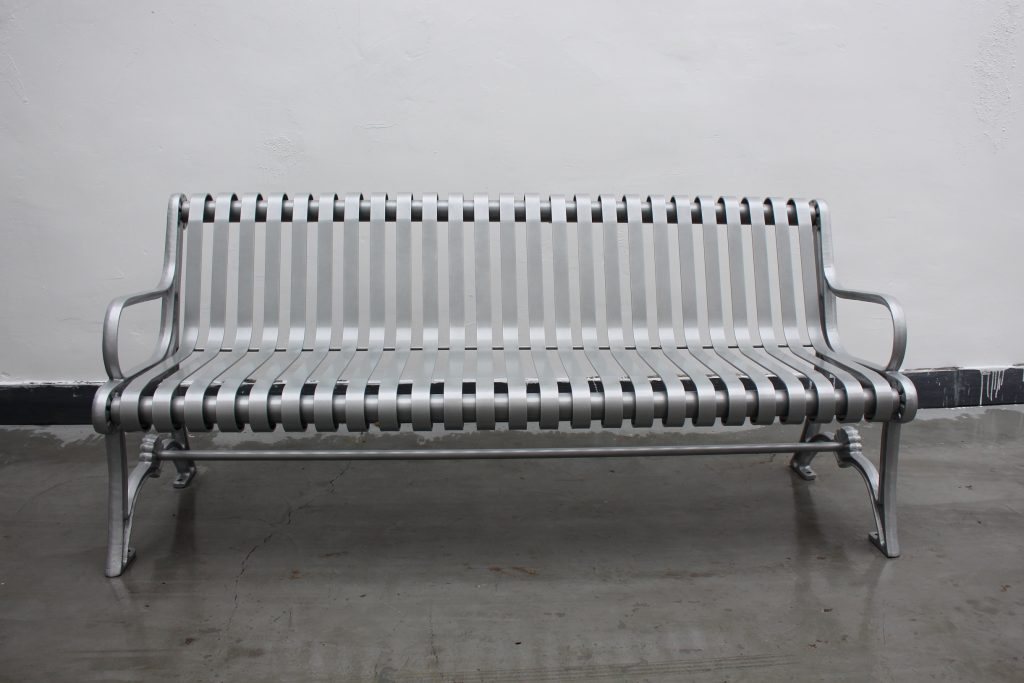 Commercial Outdoor Metal Bench SPB-301 Metallic Silver