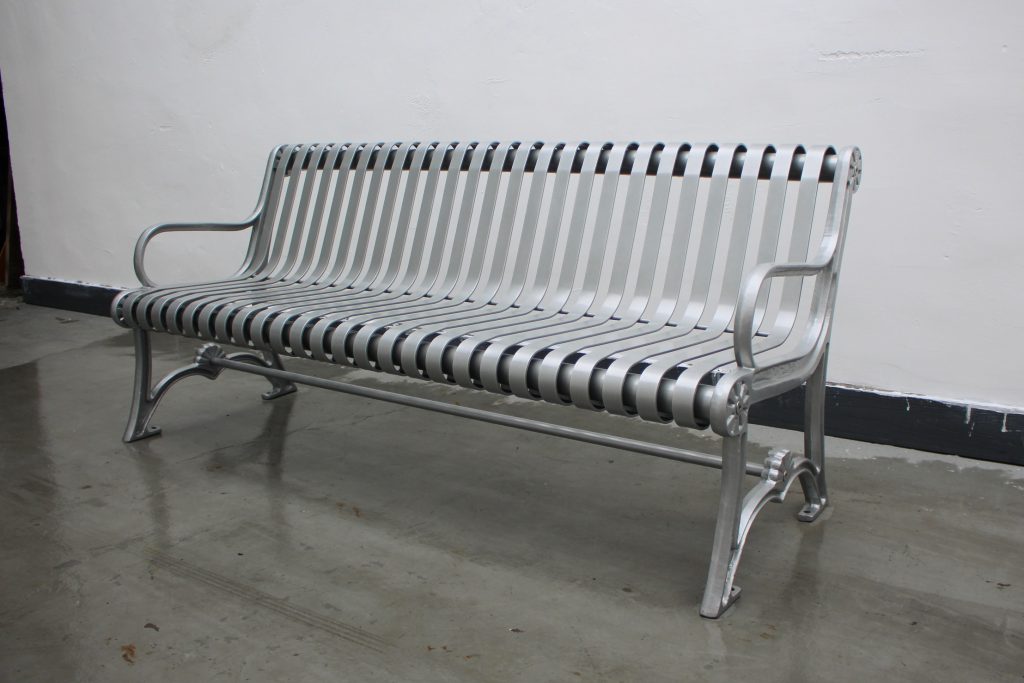 Commercial Outdoor Metal Bench SPB-301 Metallic Silver