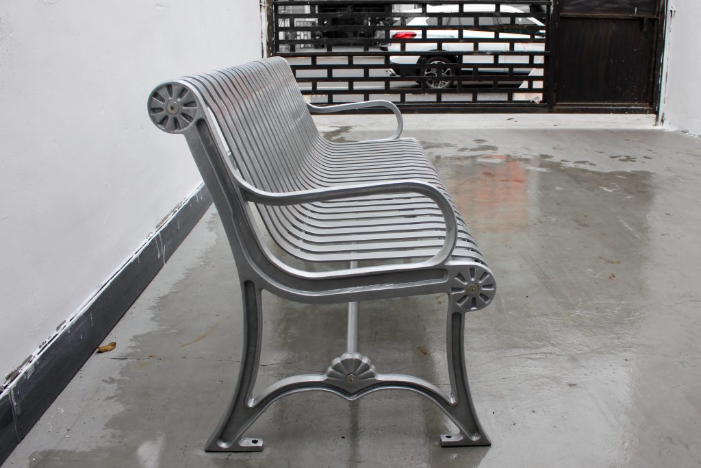 Commercial Outdoor Metal Bench SPB-301 Metallic Silver