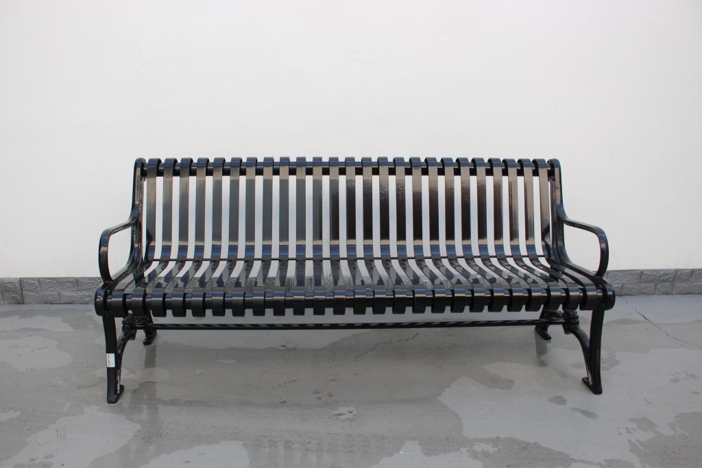 Commercial Weather Proof Park Bench SPB-301 Color RAL9005 Glossy Black Powder Coating