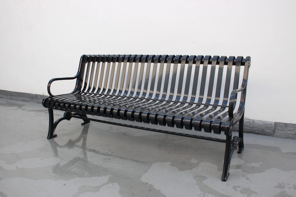 Commercial Weather Proof Park Bench SPB-301 Color RAL9005 Glossy Black Powder Coating