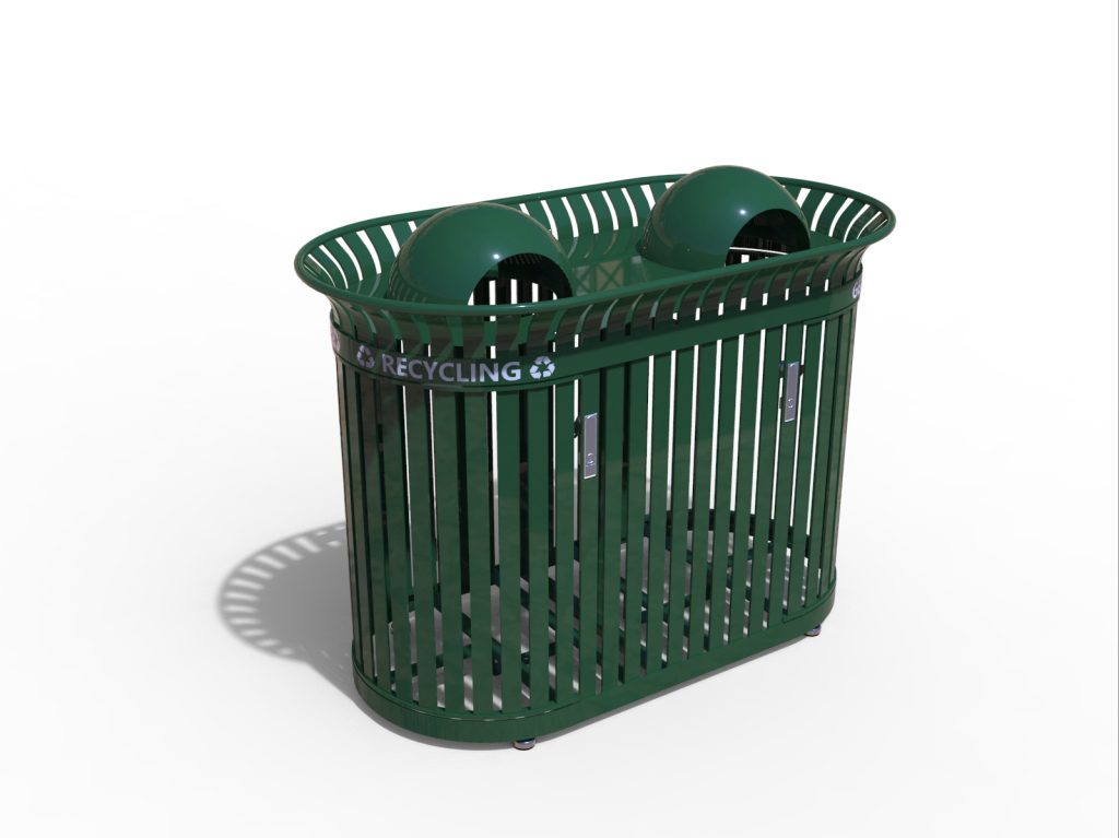 commercial heavy duty powder coated outdoor steel recycling station with 3 compartments SPC-105