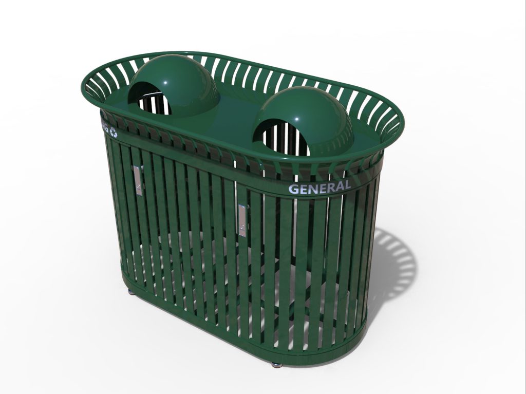 commercial heavy duty powder coated outdoor steel recycling station with 3 compartments SPC-105