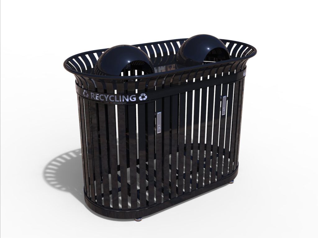 commercial heavy duty powder coated outdoor steel recycling station with 3 compartments SPC-105