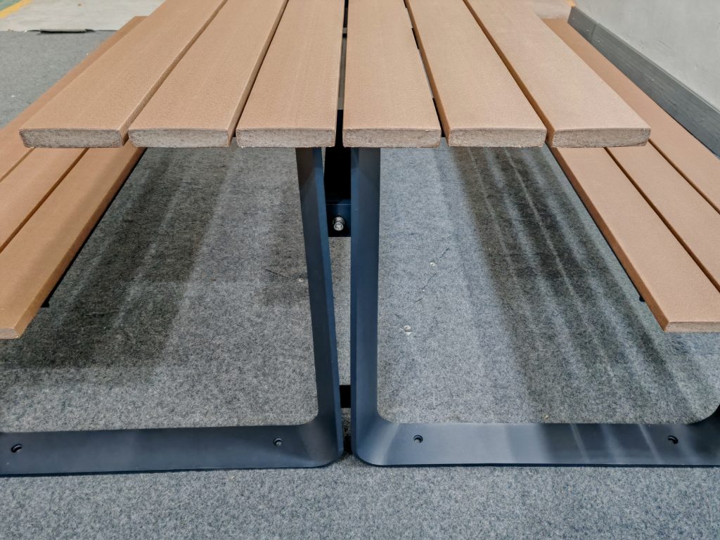 commercial outdoor picnic table SPP-108 RAL7016 matte anthracite grey powder coating and P5 recycled plastic lumber