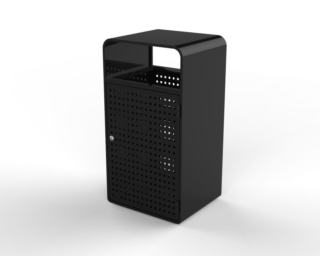 commercial steel powder coated weatherproof outdoor trash receptacle SPT-113