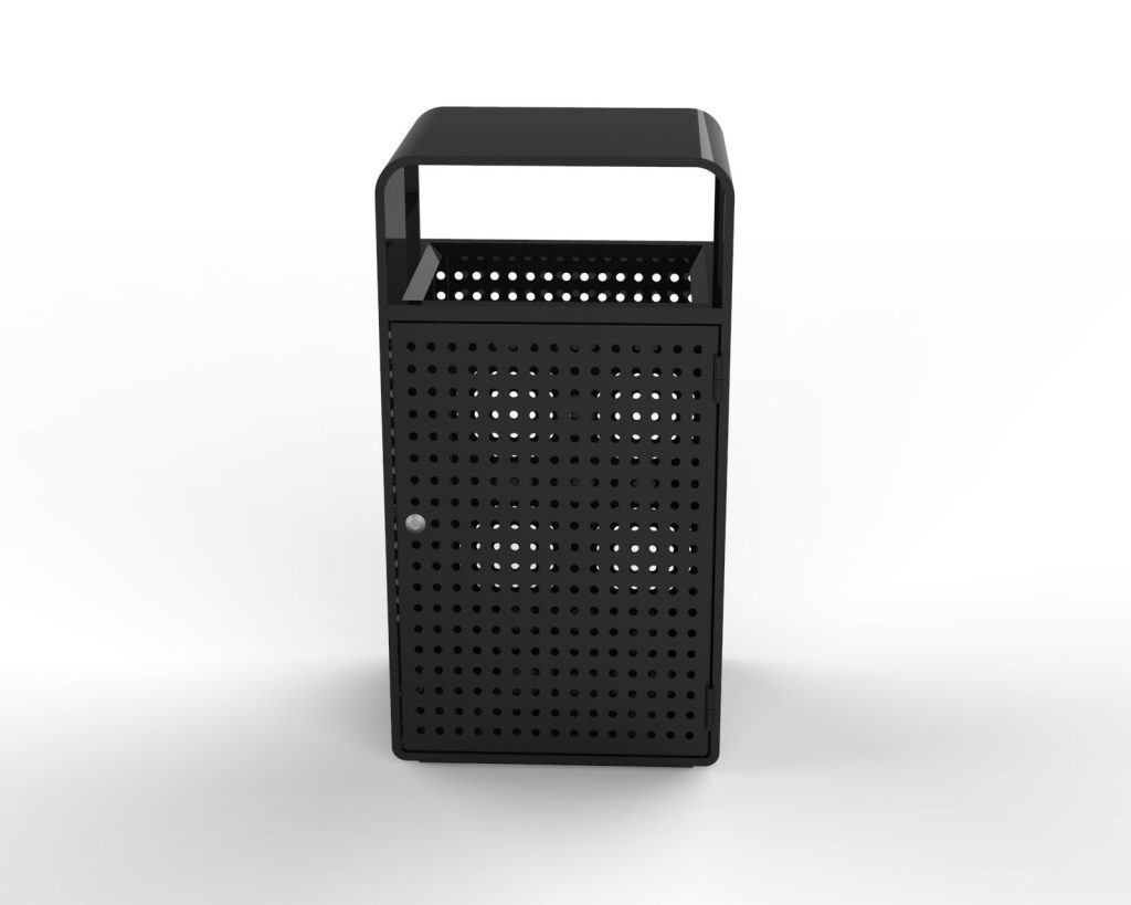 commercial steel powder coated weatherproof outdoor trash receptacle SPT-113