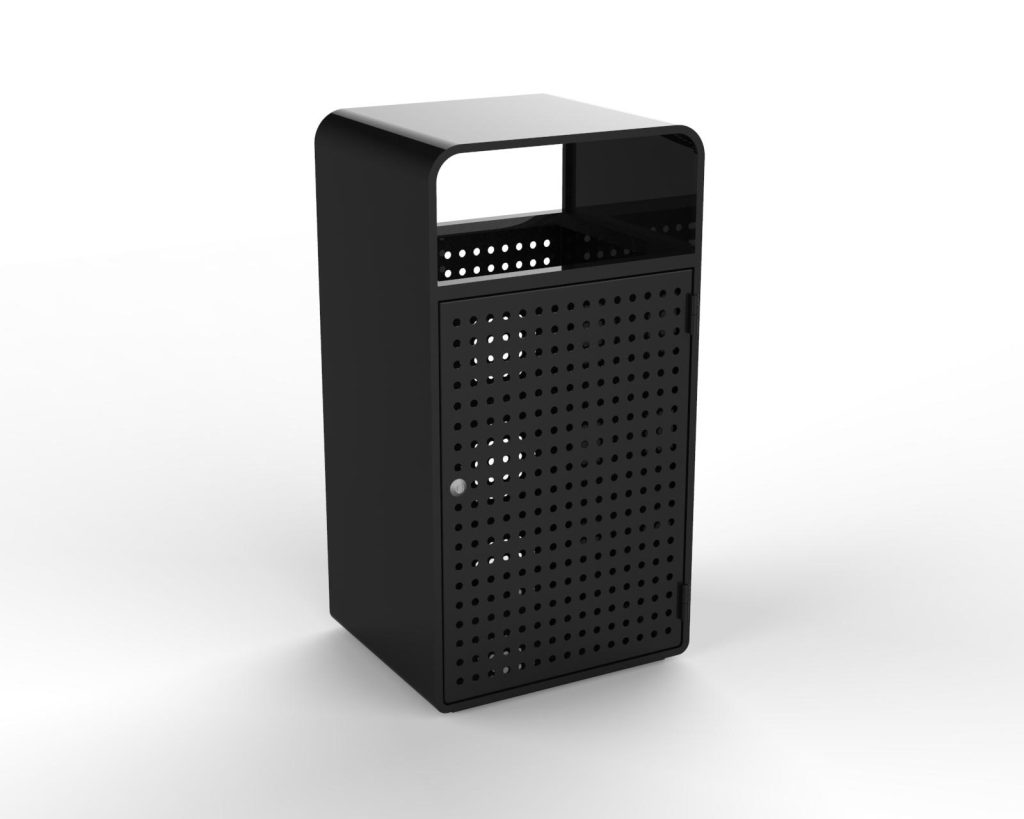 commercial steel powder coated weatherproof outdoor trash receptacle SPT-113