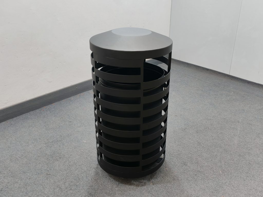 commercial outdoor trash receptacle SPT-C15 with RAL9005 matte black powder coating image 1