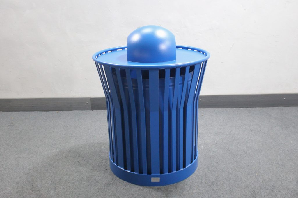 Commercial Heavy Duty Outdoor Steel Trash Receptacle SPT-C28 RAL5017 Matte Traffic Blue Powder Coating From Sunperk Site Furnishings