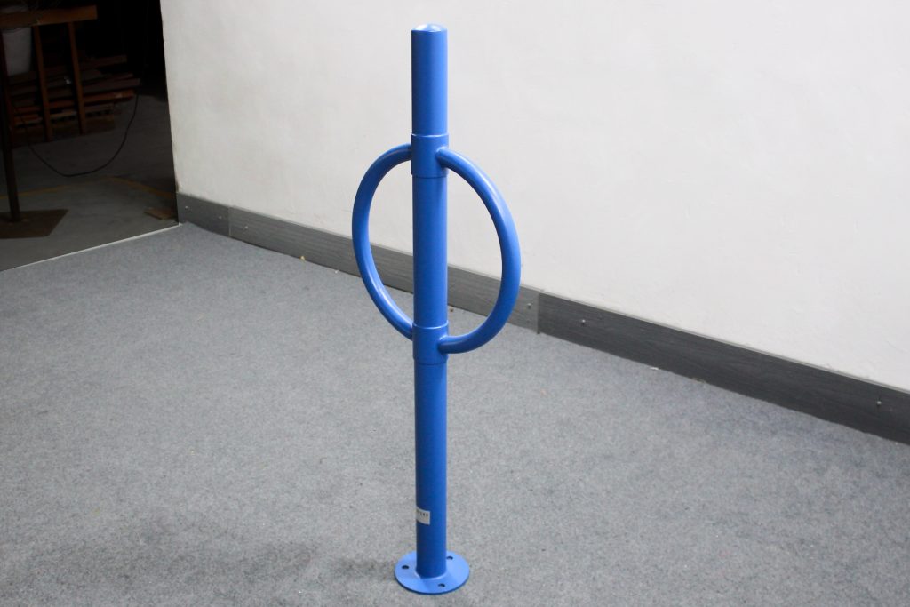 Commercial Steel Bicycle Rack SPR-106 Powder Coated in RAL 5017 Matte Traffic Blue From Sunperk Site Furnishings