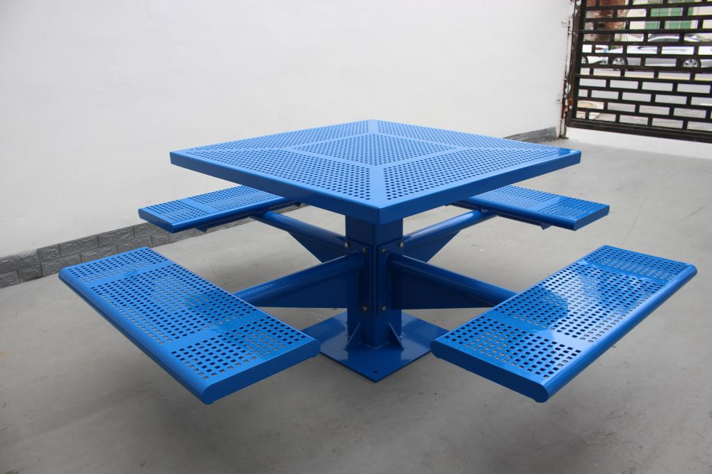 Commercial Steel Picnic Table SPP-104A RAL5017 Glossy Traffic Blue