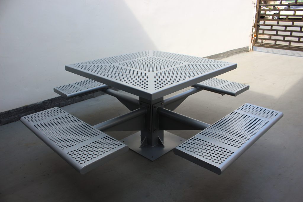 Commercial Steel Picnic Table SPP-104A RAL9023 Glossy Pearl Dark Grey