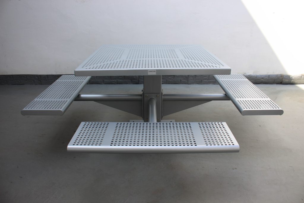 Commercial Steel Picnic Table SPP-104A RAL9023 Glossy Pearl Dark Grey