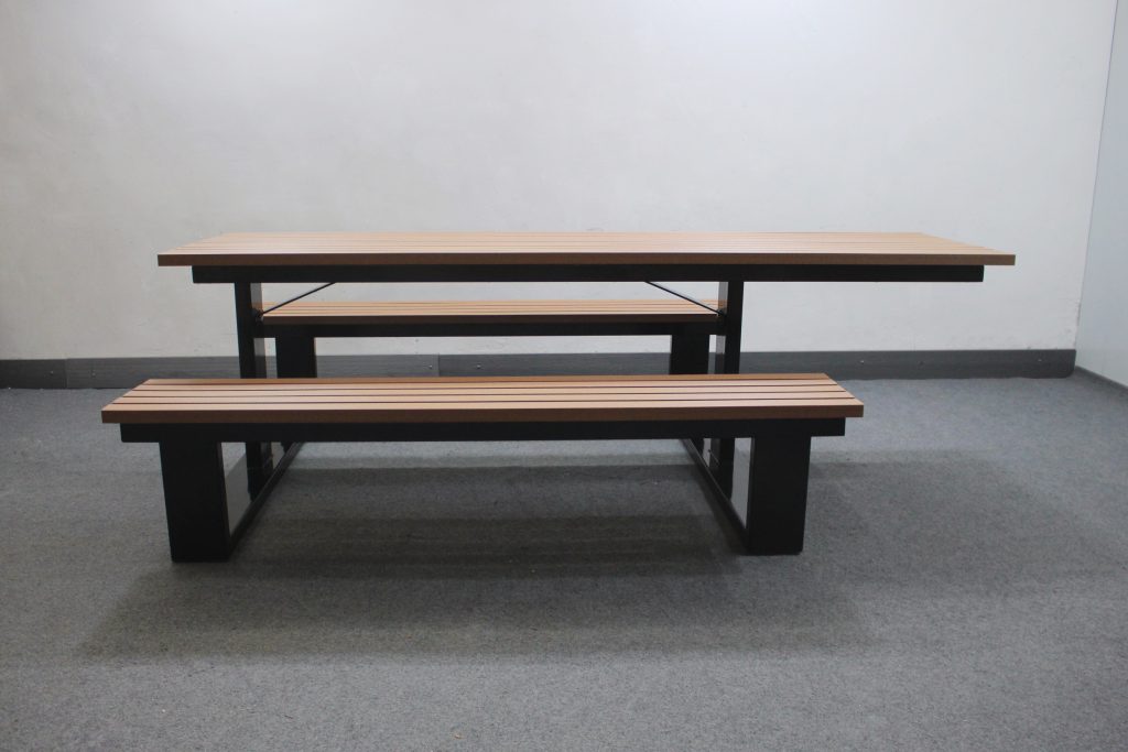 ADA wheelchair accessible glossy black powder coating and P5 lumber color